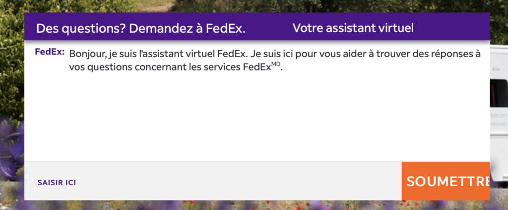 assistant virtuel Fedex 